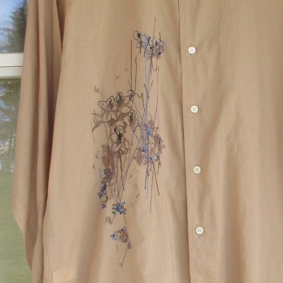 Express floral stitching  button down cotton shirt size L - Picture 3 of 11